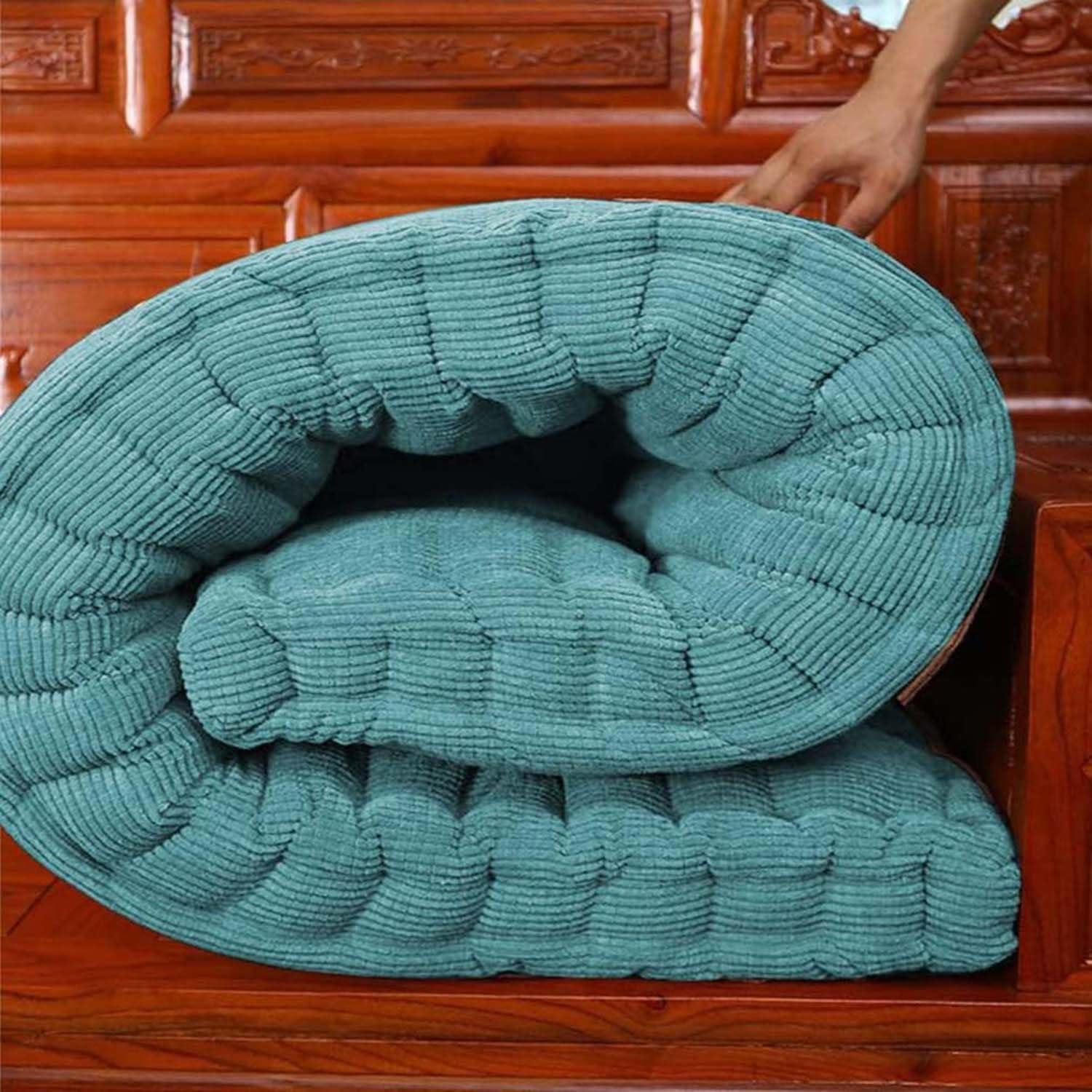 Coussin de banc de jardin bleu matelassé pour balancelle et chaise de salle à manger