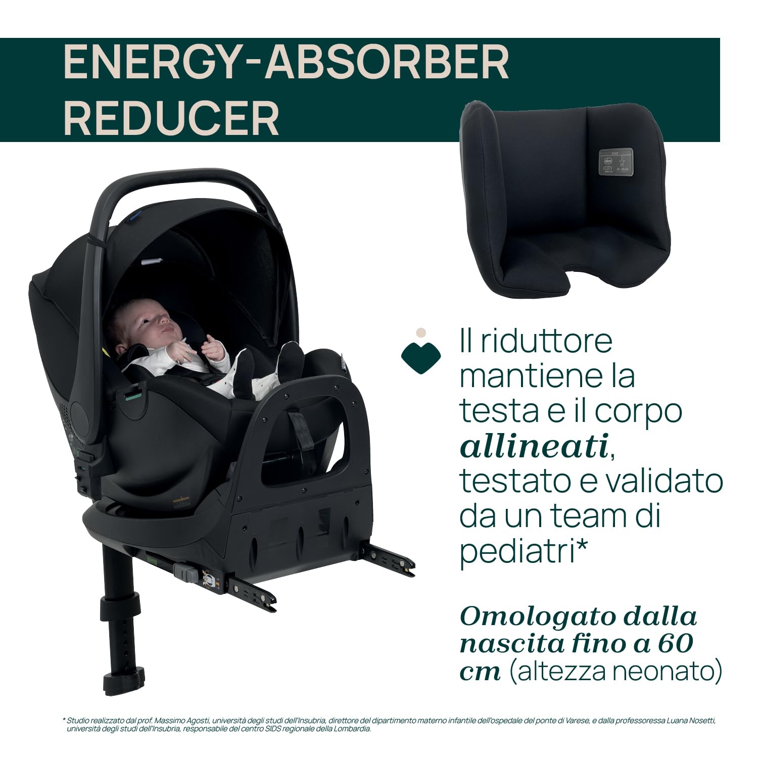Chicco Kory Essential I-Size Seggiolino Auto dai 40 cm fino agli 85 cm, Gruppo 0+ per Neonati, omologato secondo la normativa ECE R129/03, Facile da Installare, Rotazione a 90°