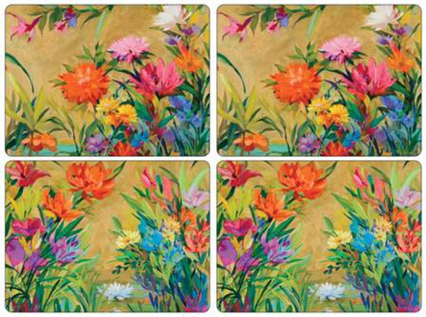 Pimpernel Dancing BranchesSet of 4 Cork Back Durable placemats - Laquer Finish - Easy Clean - Dishwasher, Microwave, Warm Oven Only and Freezer Safe -