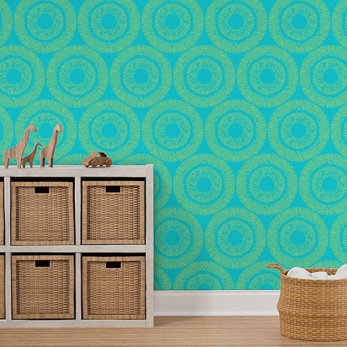 Miniatura 10 de Spoonflower Removable Wallpaper Swatch - Retro Circles Abstract Orange Yellow MCM Resort Style Custom Pre-Pasted Wallpaper