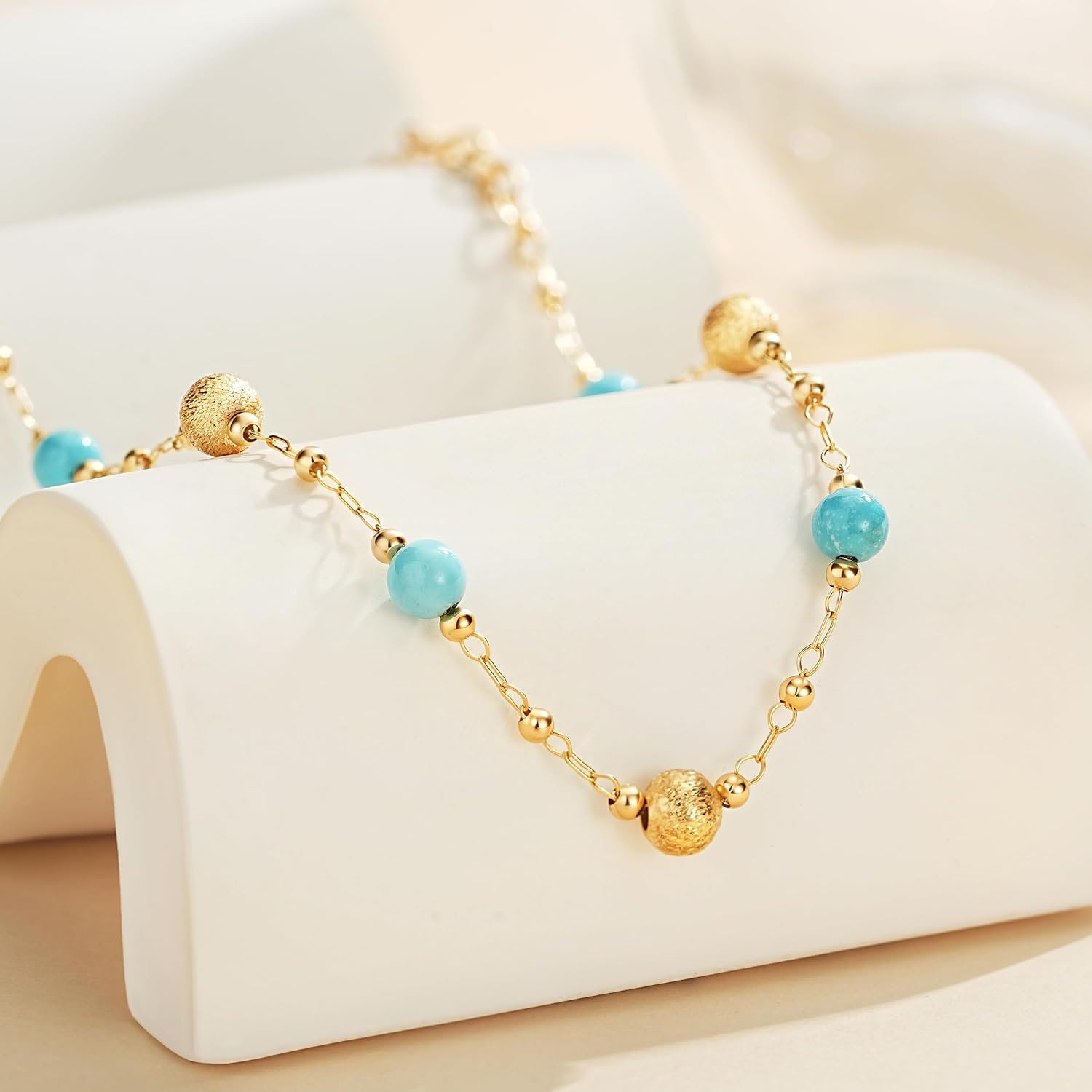 Fettero Gold Bracelets for Women, 14K Gold Plated Beaded Bracelet Trendy Waterproof Dainty Charm Bracelets Summer Beach Jewelry - Image 2