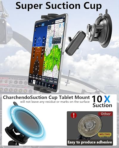 Miniatura 3 de Charchendo Soporte de ventosa ProAviator de metal resistente súper ventosa, soporte de tableta de brazo de metal ajustable de 360 para pilotos,