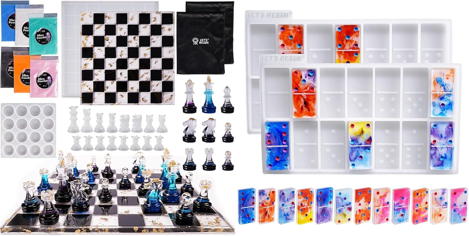 Bundle Set of Chess Resin Molds and Domino Molds for Epox Resin