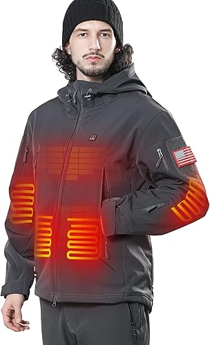 DEWBU - Chaqueta térmica con batería de 12 V para invierno y exterior, con capa de calor eléctrica