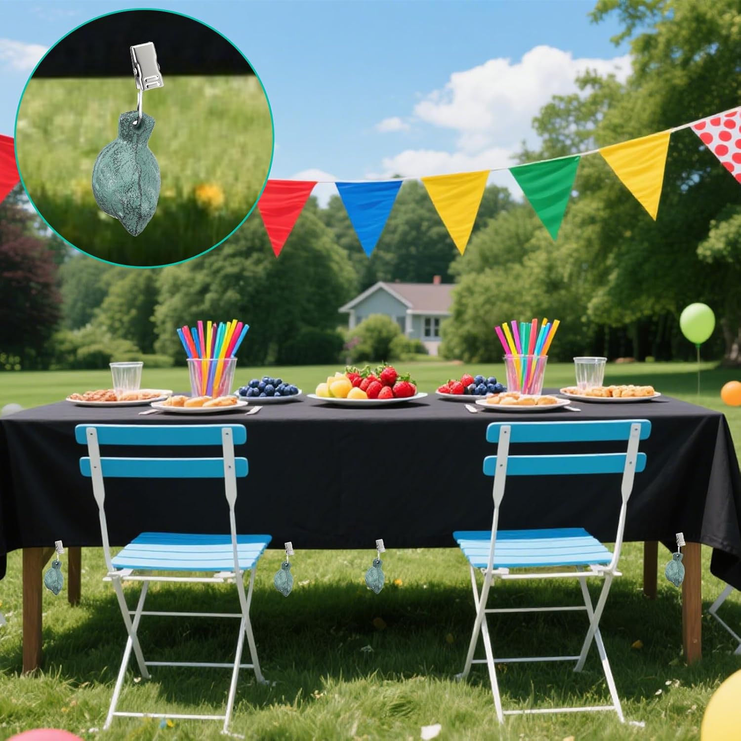 8 Pieces Cast Iron Antique Bird Tablecloth Weights Vintage Tablecloths Weights Clip on Hangers Pendant Tablecloth Weight Kit for Outdoor Home Garden Party Wedding Picnic Table Covers (Light Green)