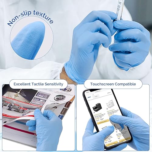 Miniatura 5 de JMU Guantes de examen de nitrilo medianos, 3.5 mil, sin polvo, sin látex, guantes médicos desechables, color azul, 1200 unidades