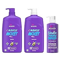 Vista 9 de Aussie Miracle Moist Shampoo and Conditioner with 3 Minute Miracle Deep Conditioner, Avocado & Jojoba Oil, Paraben-Free, Moisturizes & Detangles