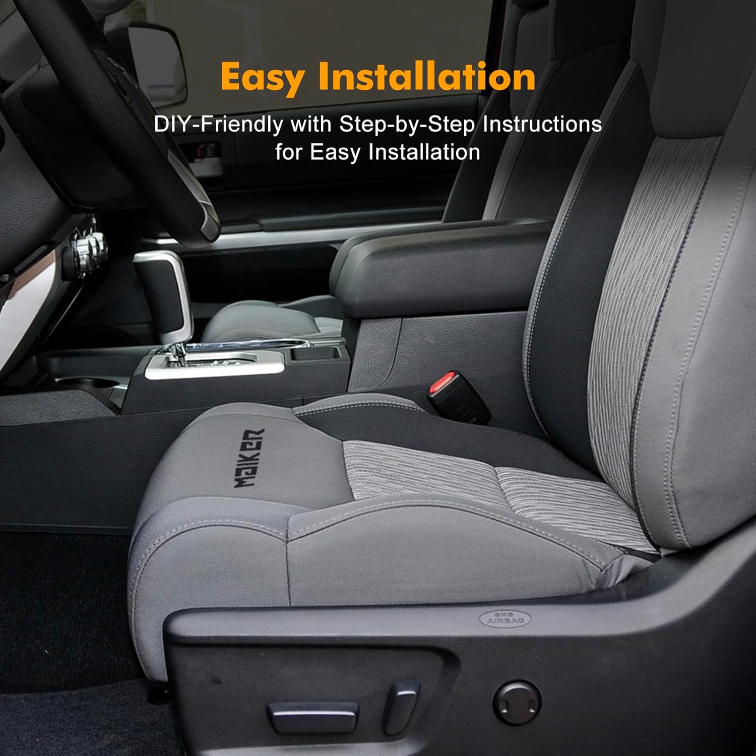 MAIKER OFF ROAD Driver Seat Bottom Replacement Cover, Black Microfiber Leather, OEM Fit, Compatible with Toyota Tundra 2014-2018 Seats