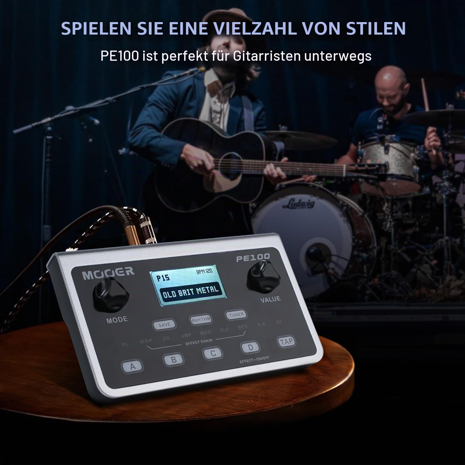 Nikou Multi-Effekt Prozessor Gitarreneffektpedal Tragbarer E-Gitarren Effekttisch 39 Effekte 40 Drum Patterns 10 Metronome Tap Tempo