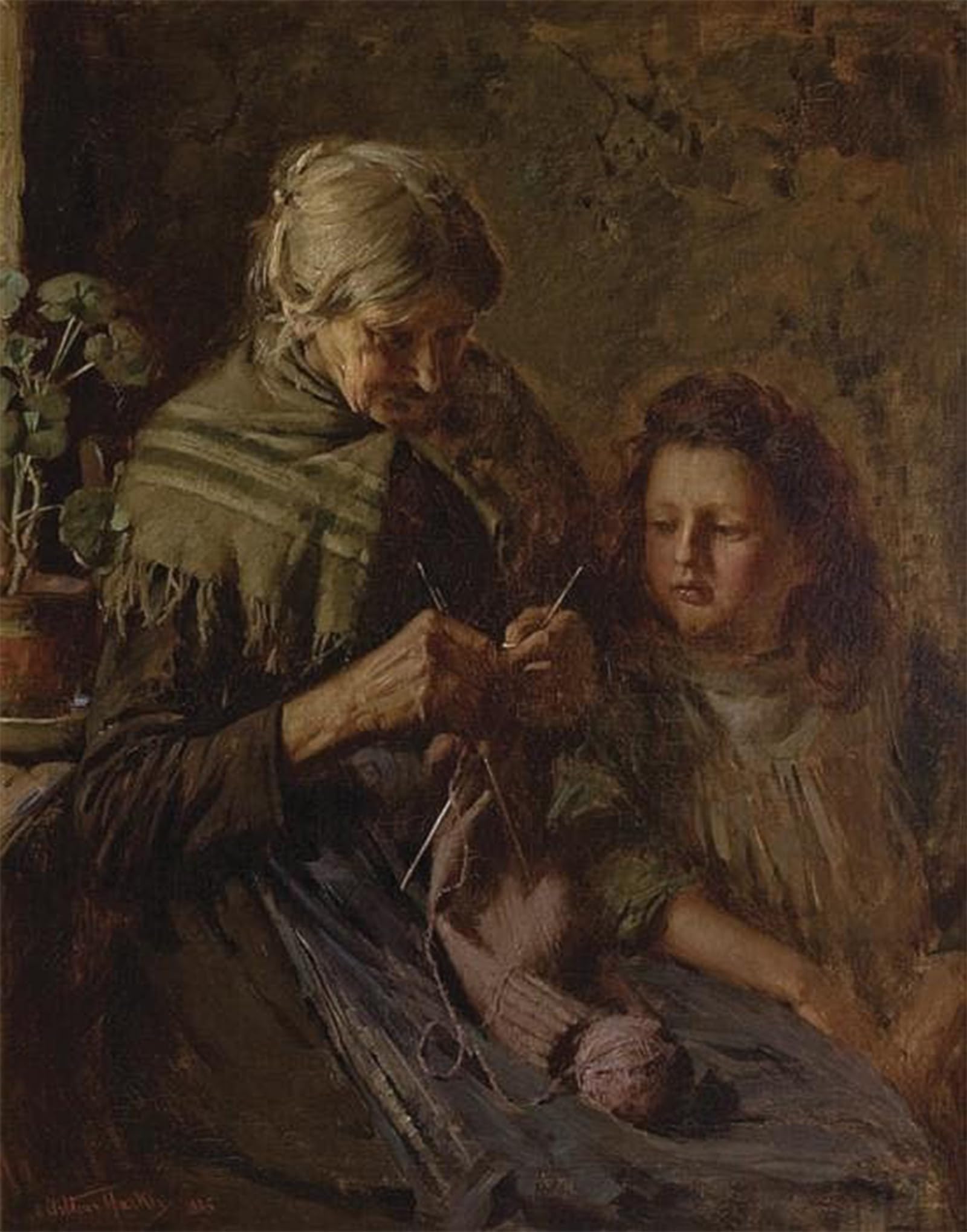 ARTXLXXBN Famous Prints Artwork Pictures Poster Painting Art the Knitting Lesson by Arthur Hacker Artwork Landscape Pictures for Home Decor 60x90cm