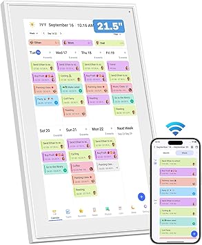 Canupdog 21.5 Inch Digital Calendar, Electronic Planner & Chore Chart with 1920x1080P IPS Touchscreen, Task Rewards System, Interactive Display for Family Schedules Gifts for Women Mom