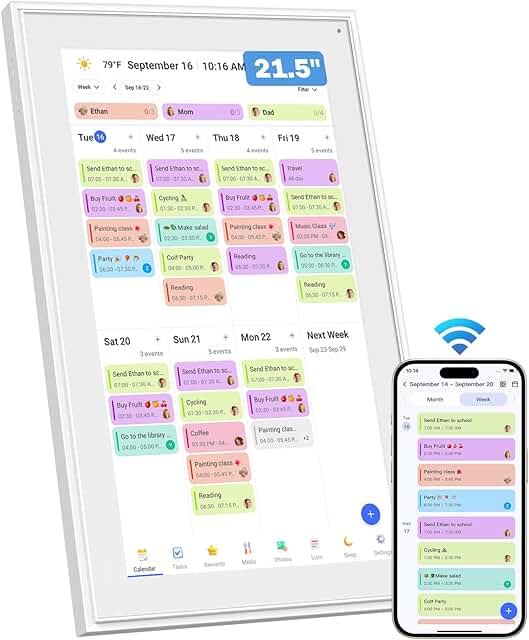 Canupdog 21.5 Inch Digital Calendar, Electronic Planner & Chore Chart wi...