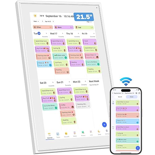 Canupdog 21.5 Inch Digital Calendar, Electronic Planner & Chore Chart