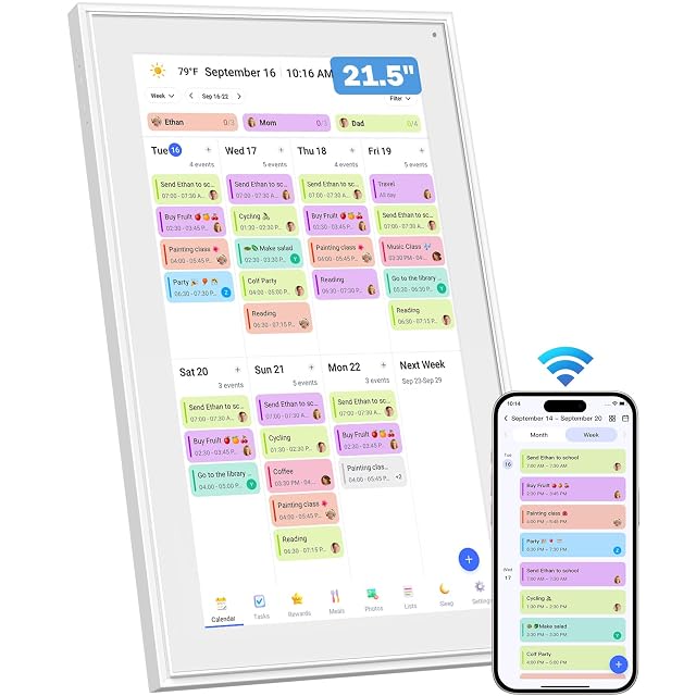 Canupdog 21 5 Inch Digital Calendar Electronic Planner Chore Chart with 1920x1080P IPS Touchscreen Task Rewards System Interactive