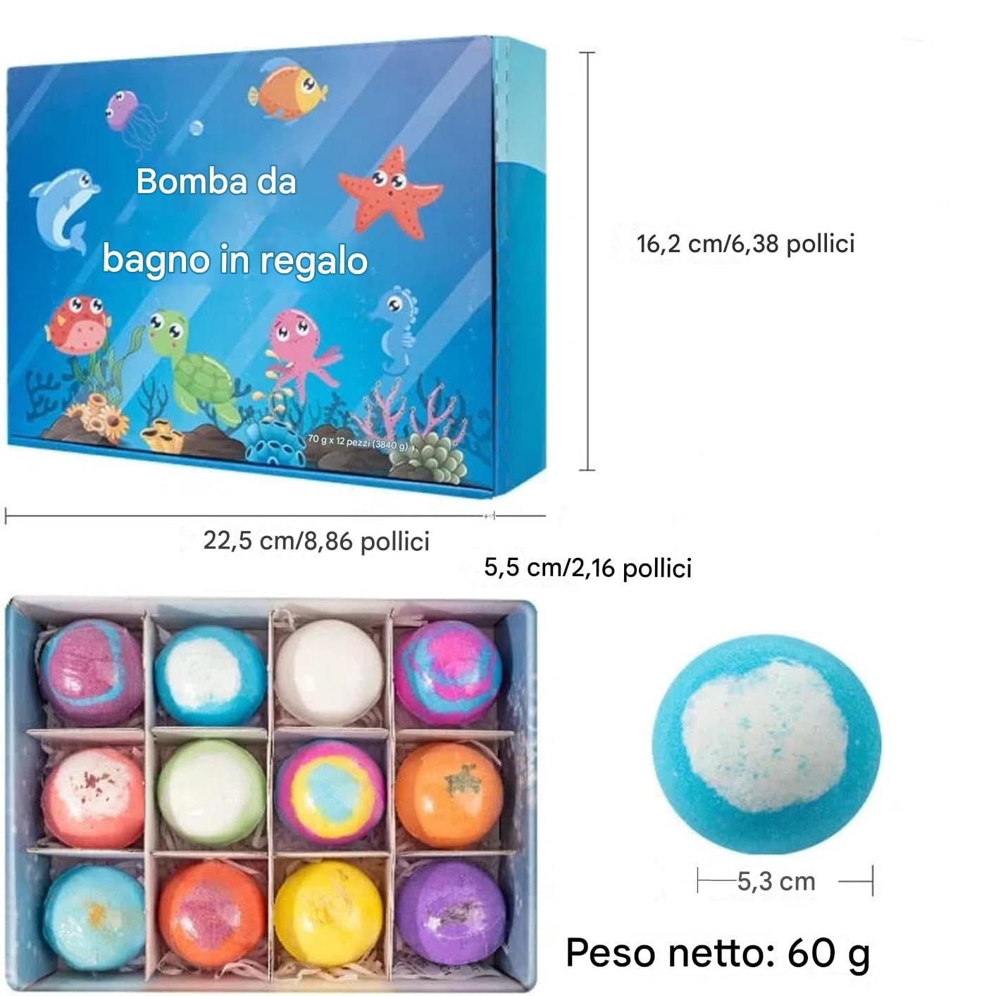 Bath Ball Con Sorpresa,Bath Bomb Gift, Set Regalo Da 12 Bombe Da Bagno, Idee Regalo Per Pasqua, Bombe Da Bagno Schiumogene Naturali e Biologiche, Regali Per Donne