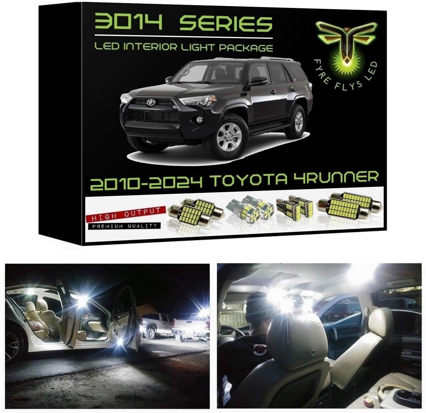 Fyre Flys White LED Interior Lights for 2010-2024 Toyota 4Runner 16 Piece 6000K Super Bright 3014 Series SMD Map Dome Door Vanity Mirror Cargo Puddle License Plate Package Kit and Install Tool Fyre Flys White LED Interior Lights for 2010-2024 Toyota 4Runner 16 Piece 6000K Super Bright 3014 Series SMD Map Dome Door Vanity Mirror Cargo Puddle License Plate Package Kit and Install Tool