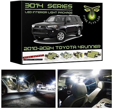 White LED Interior Lights for 2010-2024 Toyota 4Runner 16 Piece 6000K Super Bright 3014 Series SMD Map Dome Door Vanity Mirror Cargo Puddle License Plate Package Kit and Install Tool