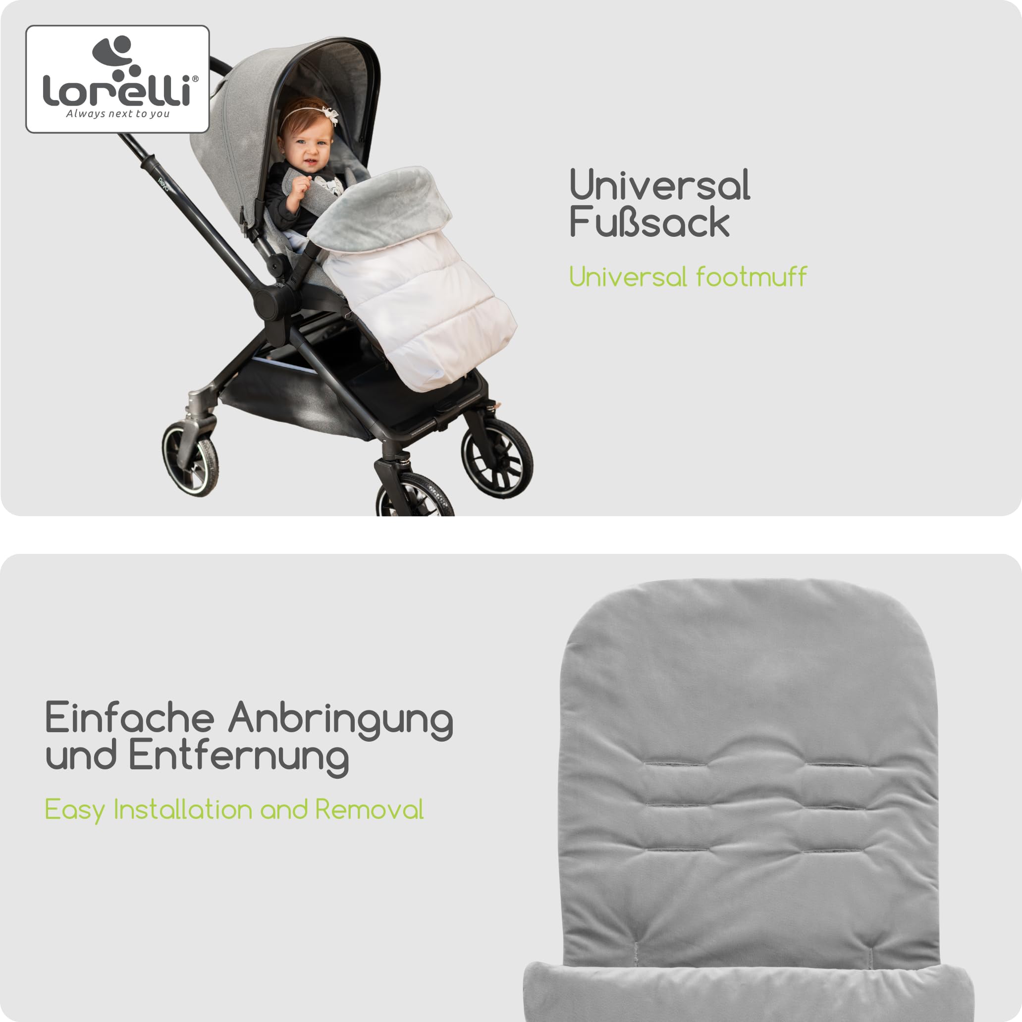 Lorelli Coprigambe per passeggino, sacco nanna invernale, 95 x 48 cm, termico, per passeggino (grigio)