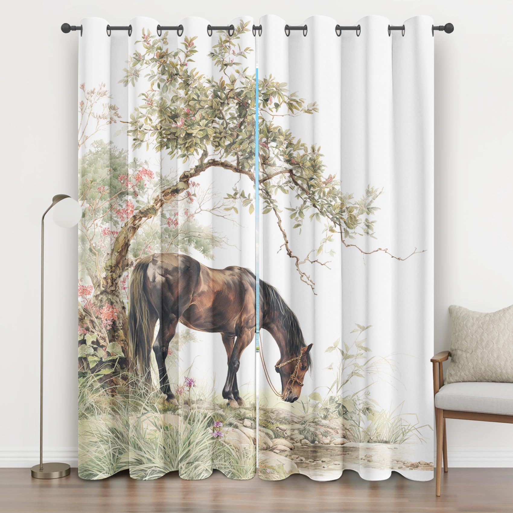 Rideau occultant 3D pour salon ambiance rurale et nature cocooning