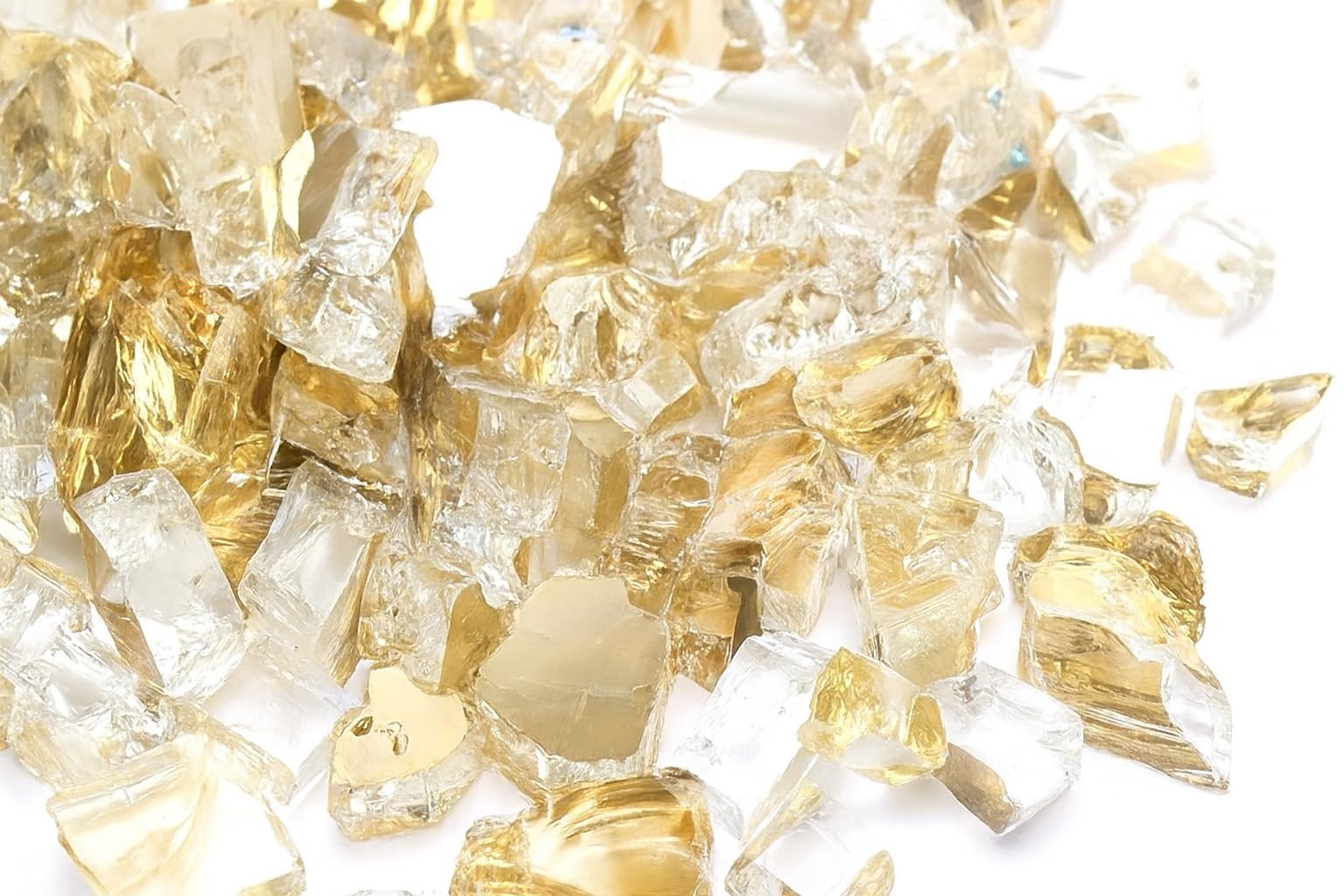 Grisun Fire Glass for Fire Pit - 1/2 inch High Luster Reflective Tempered Glass Rocks, Decorative for Natural or Propane Fireplace and Fire Table, Blend of Gold, Platinum and Copper