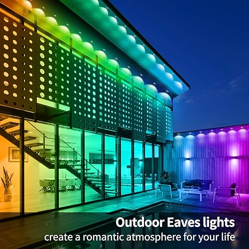 Miniatura 4 de Luces permanentes para exteriores de 400 pies, luces de alero RGB, modos de escena de bricolaje IP67, impermeable, iluminación exterior debajo del