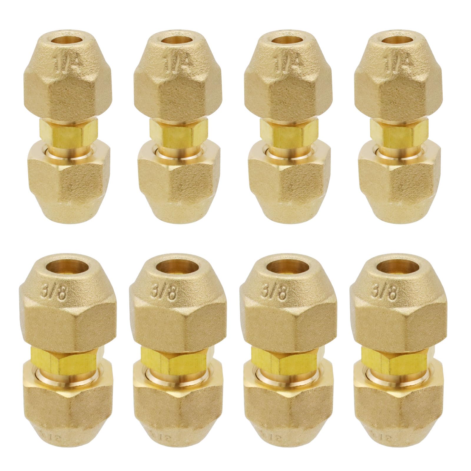 T Tulead Lot de 8 raccords d'extension de tuyau en cuivre avec écrous évasés pour tuyau de 6,35 mm, 9,5 mm de diamètre