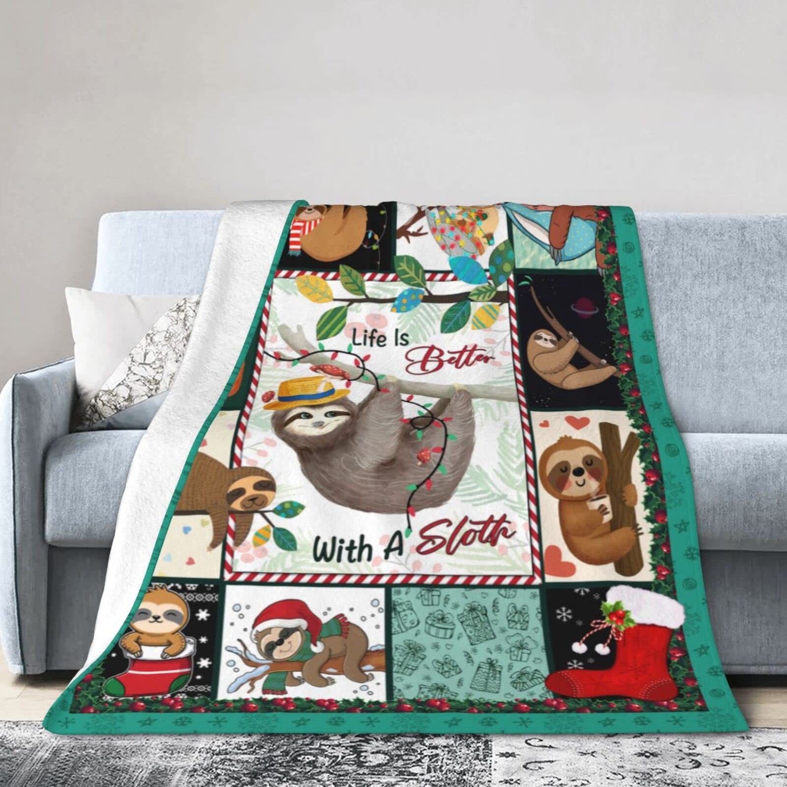 Photo 1 of ***STOCK IMAGE FOR SAMPLE***
Cute Sloth Blanket Throw Blanket Flannel Blanket Sloth Gifts for Women Girls Bed Blanket Super Soft Flannel Sofa Blanket Sloth Blanket for Bedroom, Travel, All Seasons 50"x40" 1 50"x40"