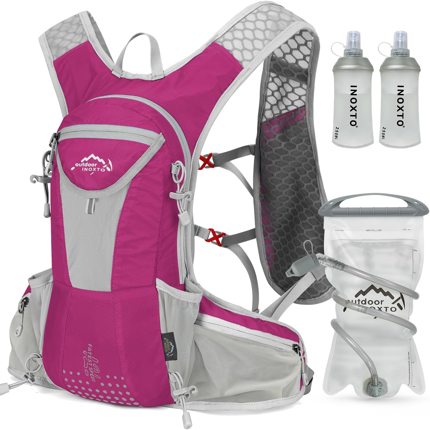 IX INOXTO Hydration Pack Backpack, Lightweight Water Backpack with 2L Hydration Bladder Daypack for Men Women,Running Hydration Vest for Trail Running Hiking Cycling Race Climbing