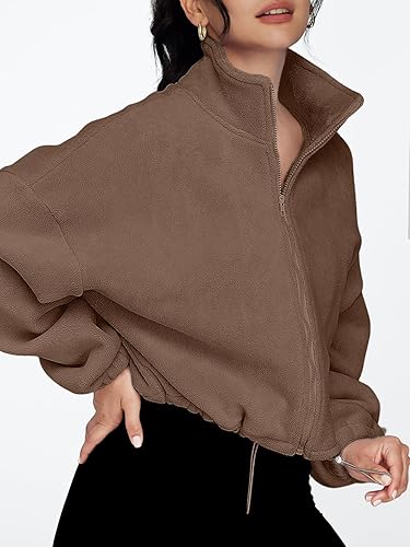 Miniatura 3 de AUTOMET Chaquetas de forro polar con cremallera para mujer, sudaderas de gran tamaño, ropa de invierno, manga larga, sherpa, trajes de otoño, moda