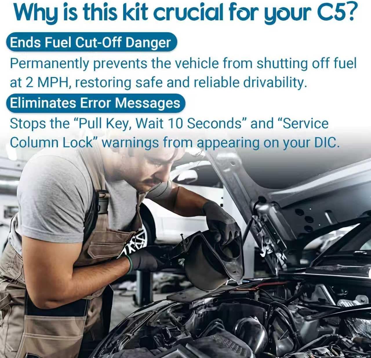 LMC5 c5 Corvette Module Bypass - Module Steering Column Lock Bypass Repair Kit for 1997-2004 C5 Corvette, Fix & Prevent Fuel Cut Off & Pull Key Wait 10 Seconds Error