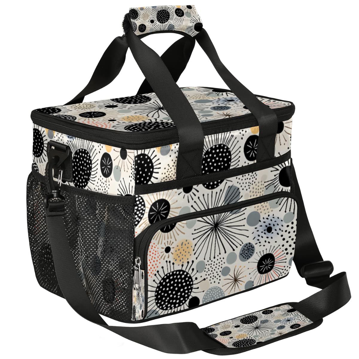 Abstract Insulated Picnic Backpack Lunch Box for Women Men Picnic Basket Tote Lunch Bag Picnic Bag Portable Lunch Bags for Picnic, Beach, Work, Trip,Office, Camp Colorful Dots