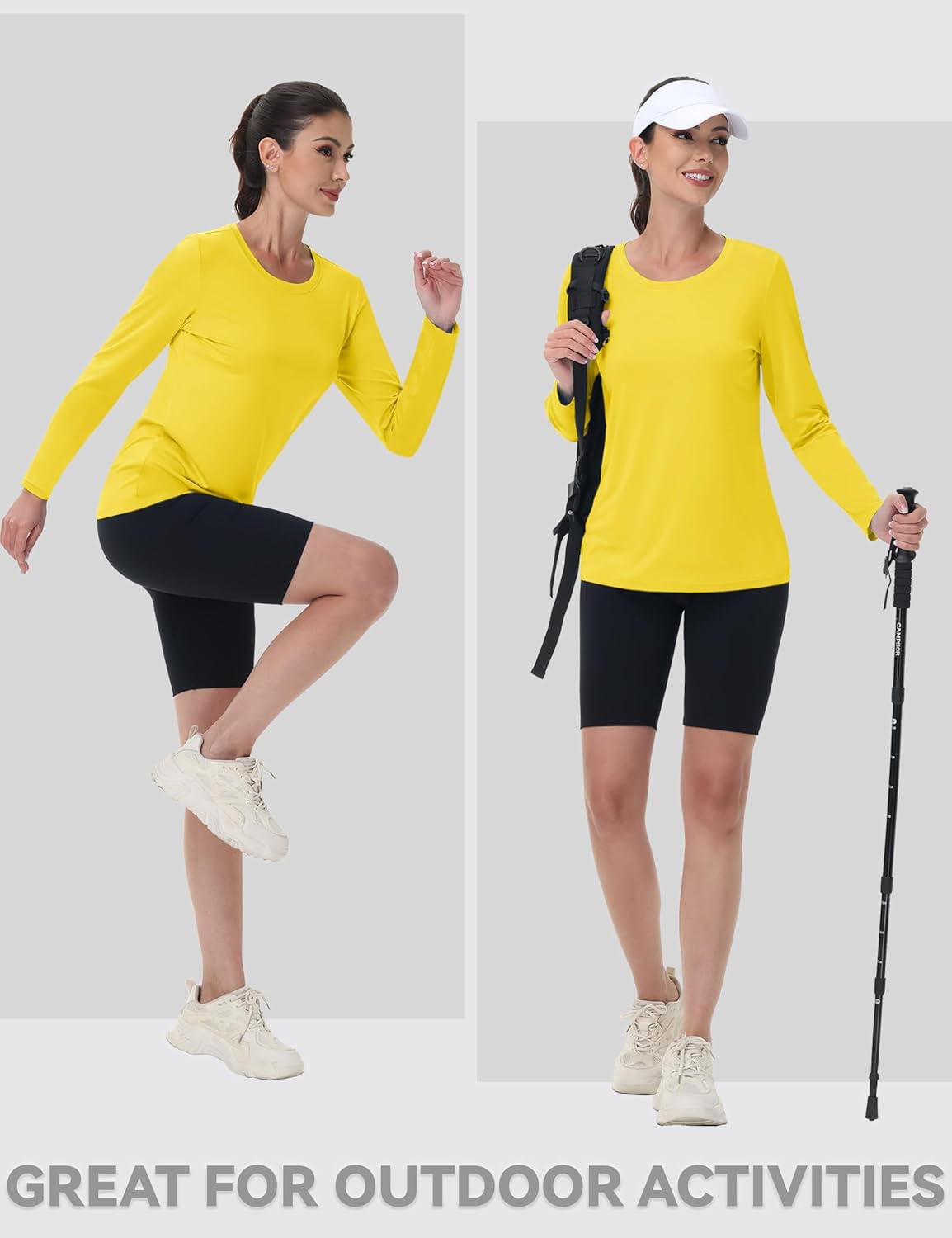MAGCOMSEN SPF Shirts for Women Long Sleeve Quick Dry Lightweight T-Shirts Athletic Running Hiking Workout Tops Yellow 2XL - Image 6