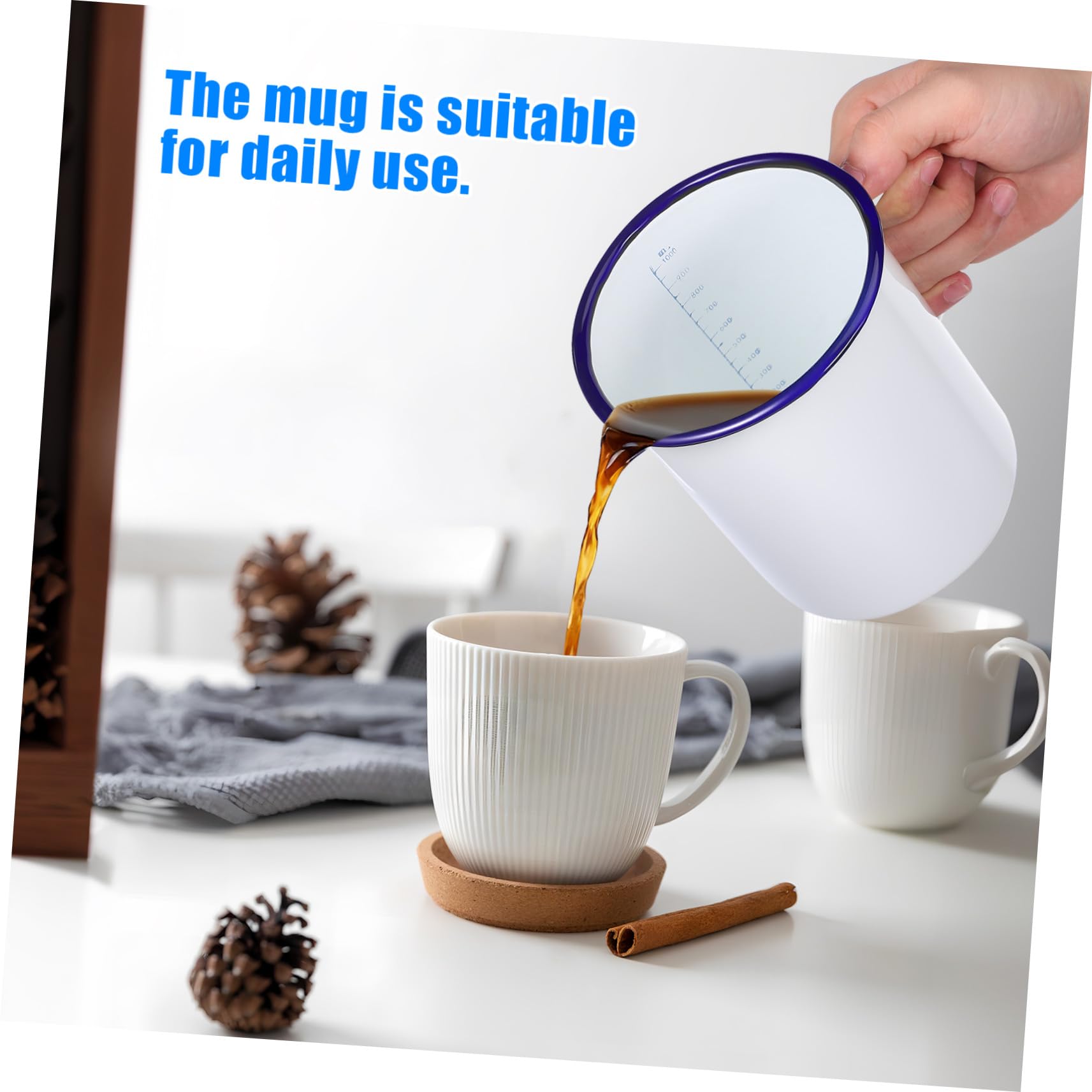 VILLCASE Tazza Smaltata per Casa Resistente e Spessa Mug Vintage per Acqua Calda Caffè e Tè con Base Antiscivolo per Inverno e Campeggio