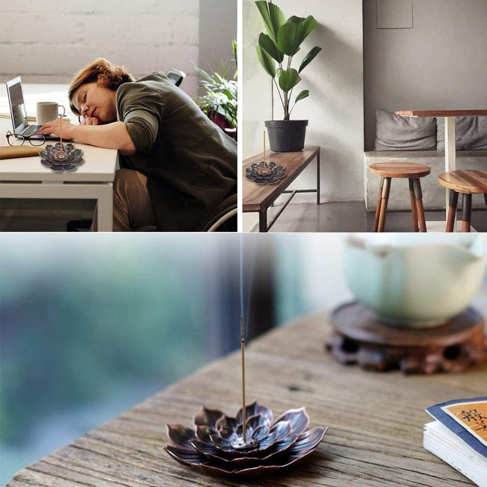 Incense Holder - Supporto per bastoncini di incenso, 4 in 1, per aromaterapia, con vassoio fai da te, adatto per bastoncini di incenso, ideale per interni