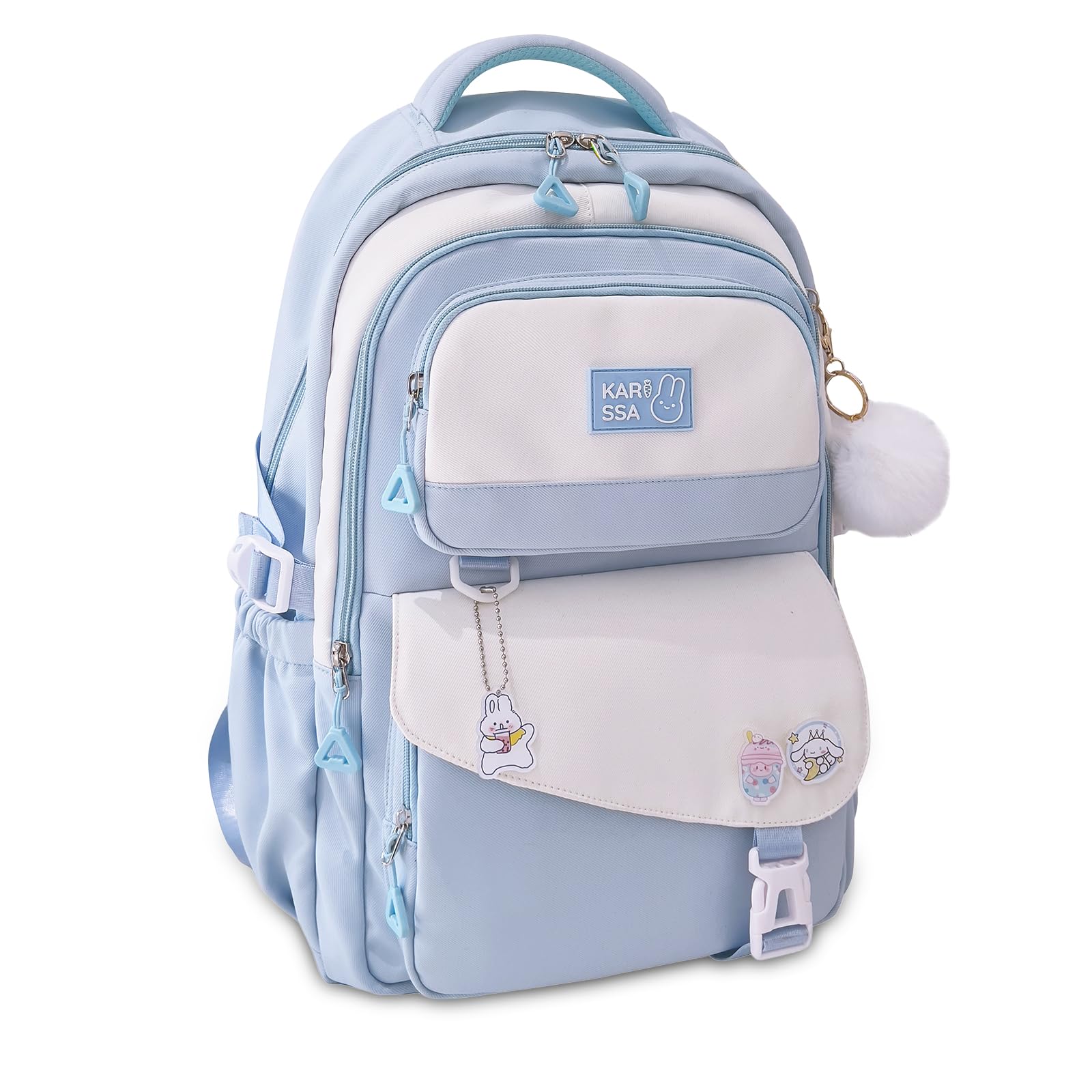 Amythe Mochilas Escolares Niñas Niños Adolescentes 10 12 16 18 años Mochila Colegio Chicas de Secundaria Instituto, Ligera Mochila de Viaje Grande con Simpático Colgante e Insignia