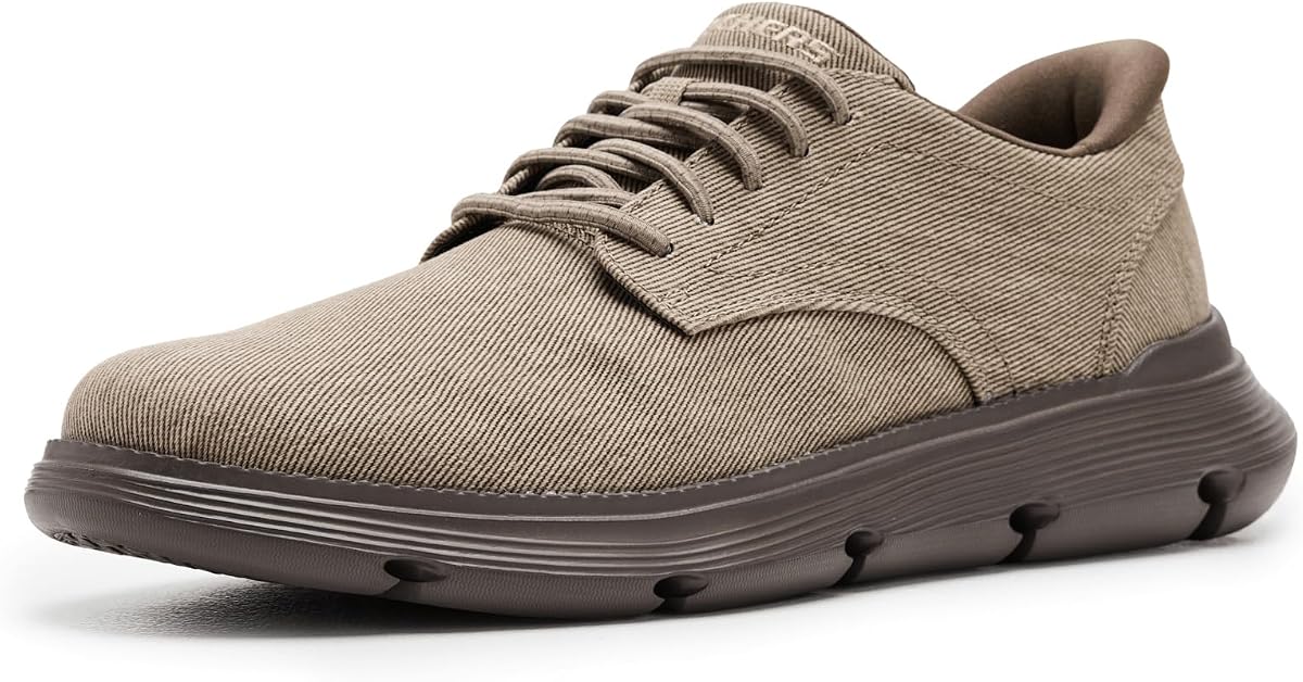Skechers Men's USA Garza - Clive Smooth Toe Canvas Bungee Lace Slip-Ins | Casual, Slip-ins, Air-Cooled Memory Foam, Memory Arch, Vegan