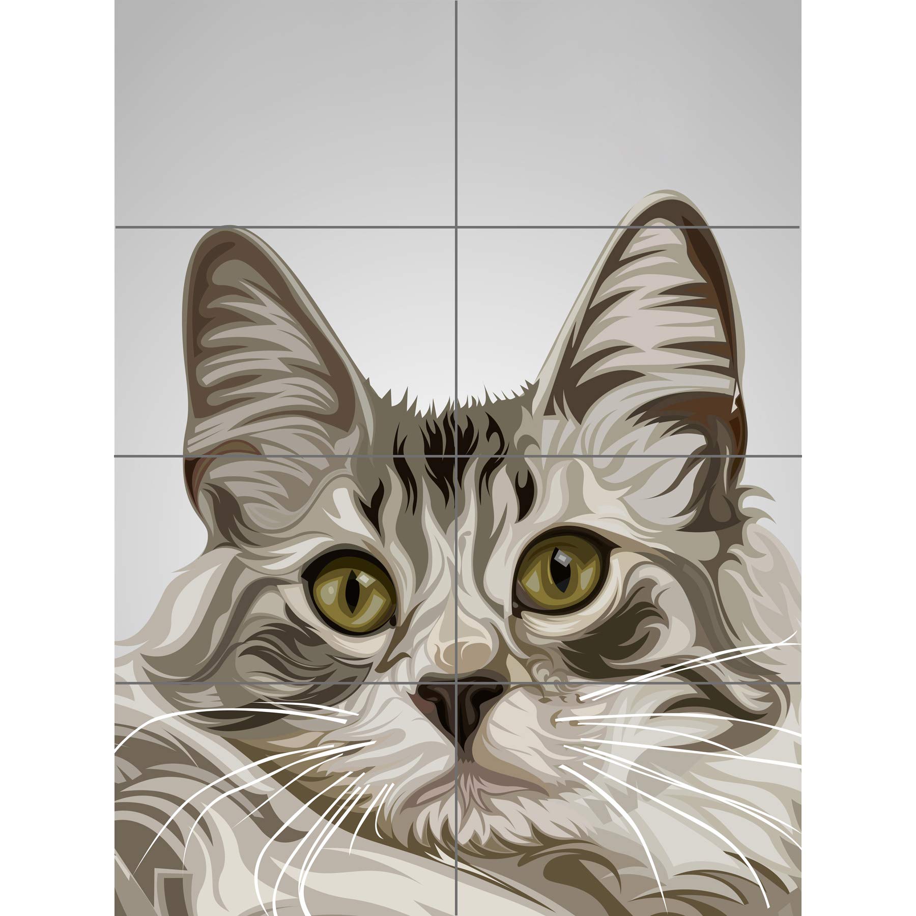 Artery8 Cat Illustration Grey XL Giant Panel Poster (8 Sections)