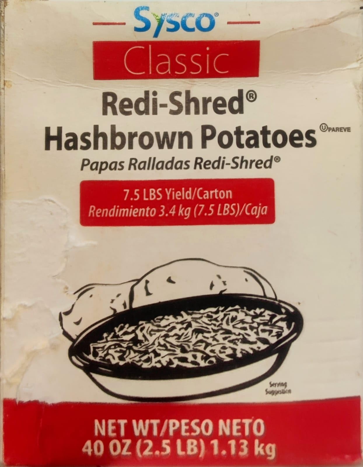 Prime Marketing_Sysco Hashbrown Potatoes 1.13 Kg. (Product Of USA)