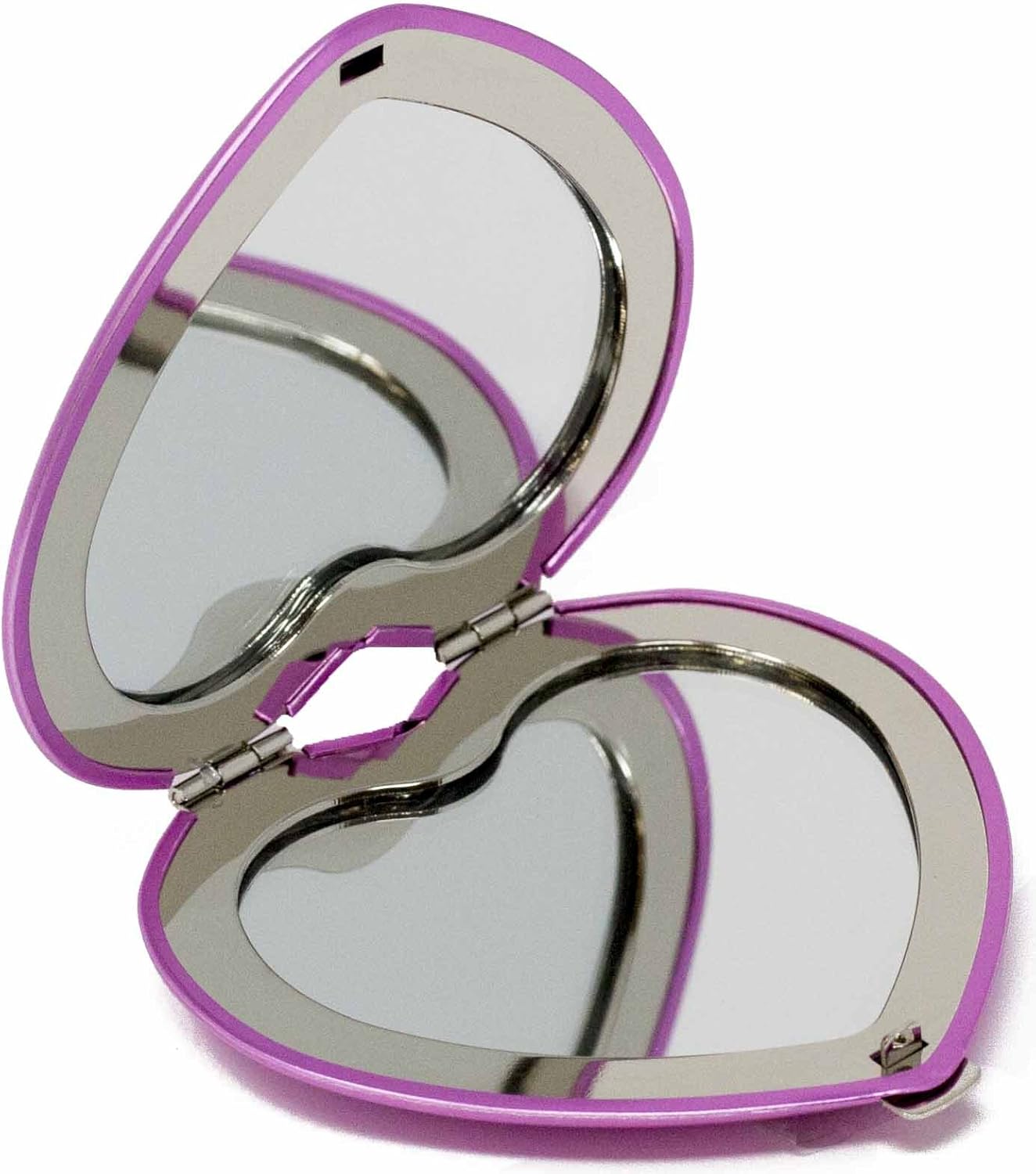 Set of 3 Contemporary Heart-Shaped Compact Mirrors with Reflective Finish (Pink)