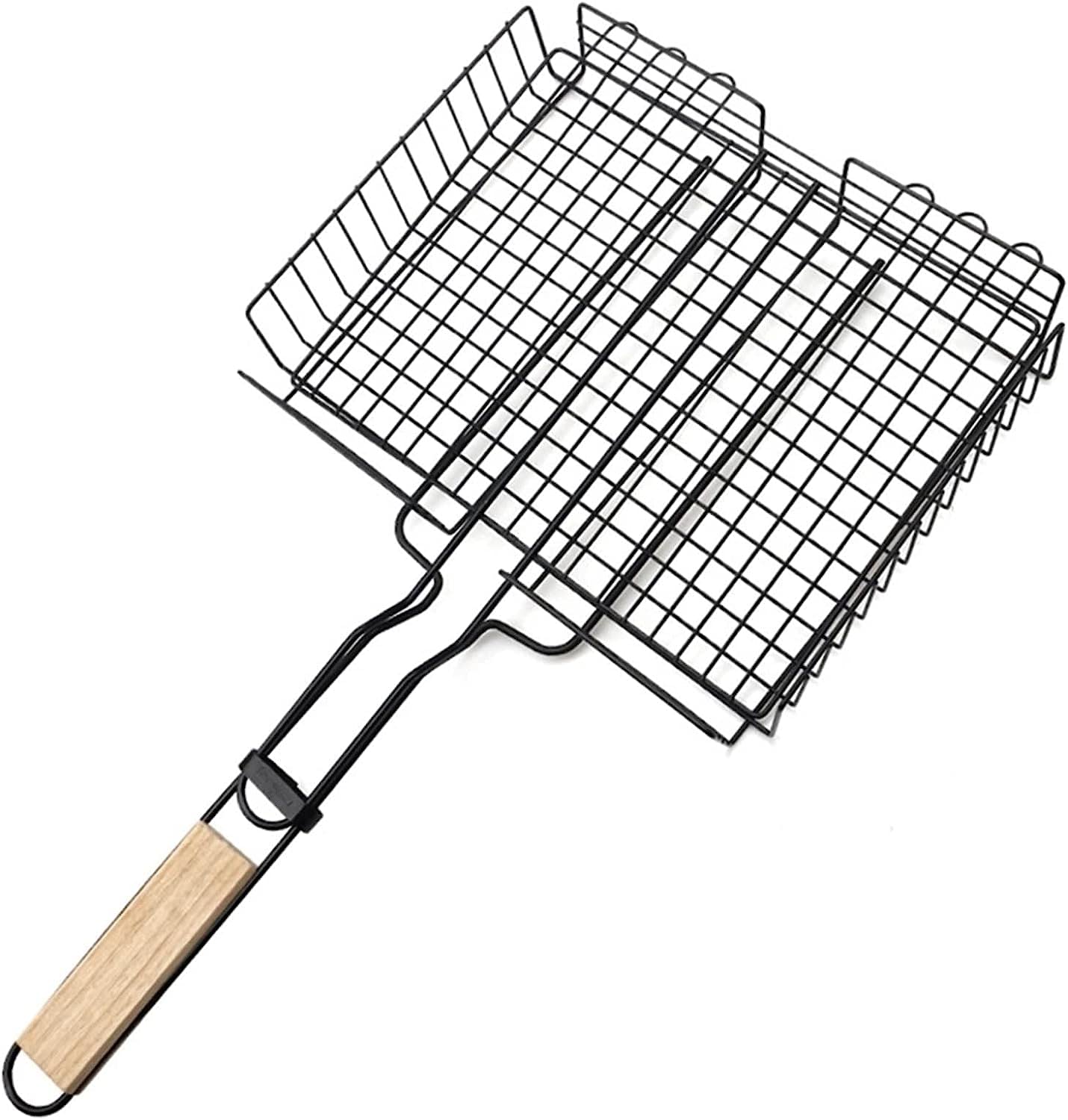 Griglie a Carbone 2 Pezzi Cestino per Rete per Pesci, Cesto per Barbecue in Ferro, griglia per Verdure, Clip per Barbecue.