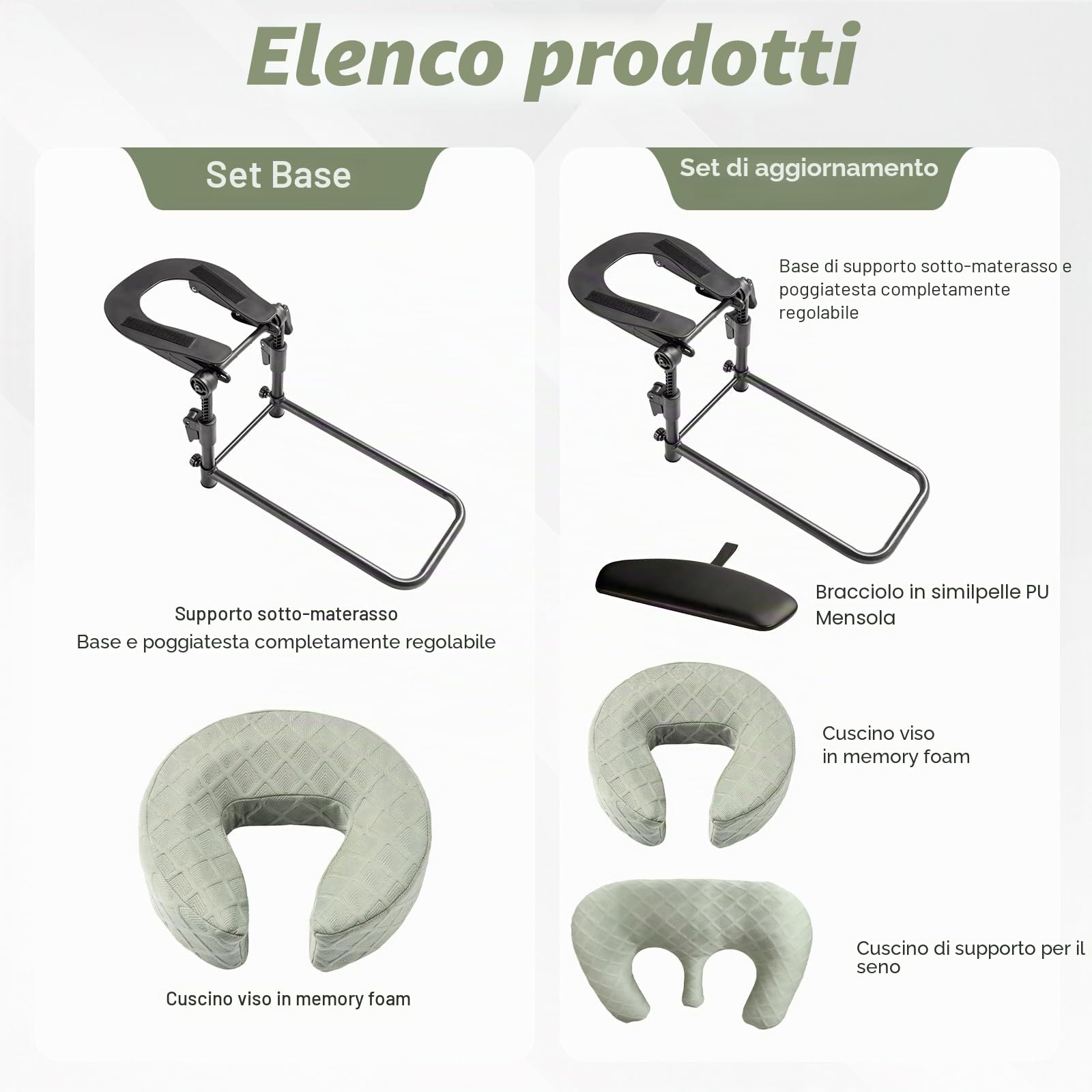 Poggiatesta da massaggio per letto, culla regolabile per massaggio viso a casa, kit portatile per lettino da massaggio per dormire, cuscino a faccia in giù dopo chirurgia oculare