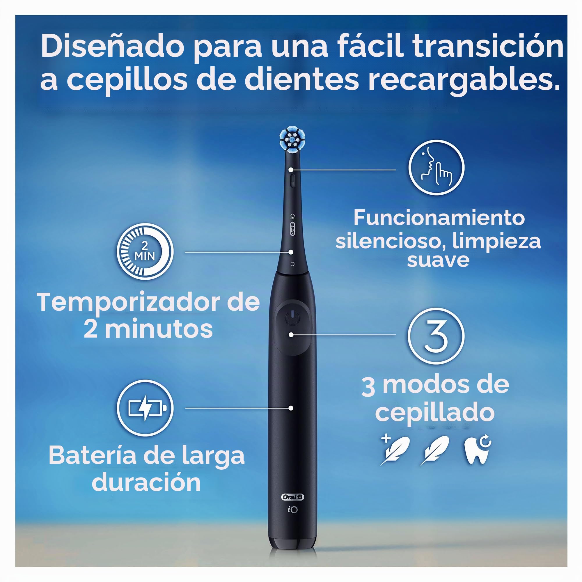 Oral-B Cepillo de dientes eléctrico iO Series 2, paquete doble, cepillo eléctrico, incluye 3 cabezales, estuche de viaje, 3 modos de cepillado para el cuidado dental, bien probado (2,2) de Stiftung
