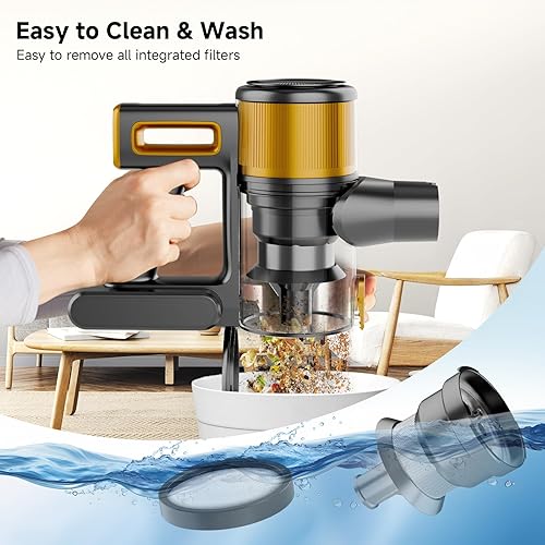 Miniatura 8 de Aspiradora inalámbrica, potente aspiradora de palo con tiempo de funcionamiento de 55 minutos, aspiradoras antienredos para el hogar, taza de polvo