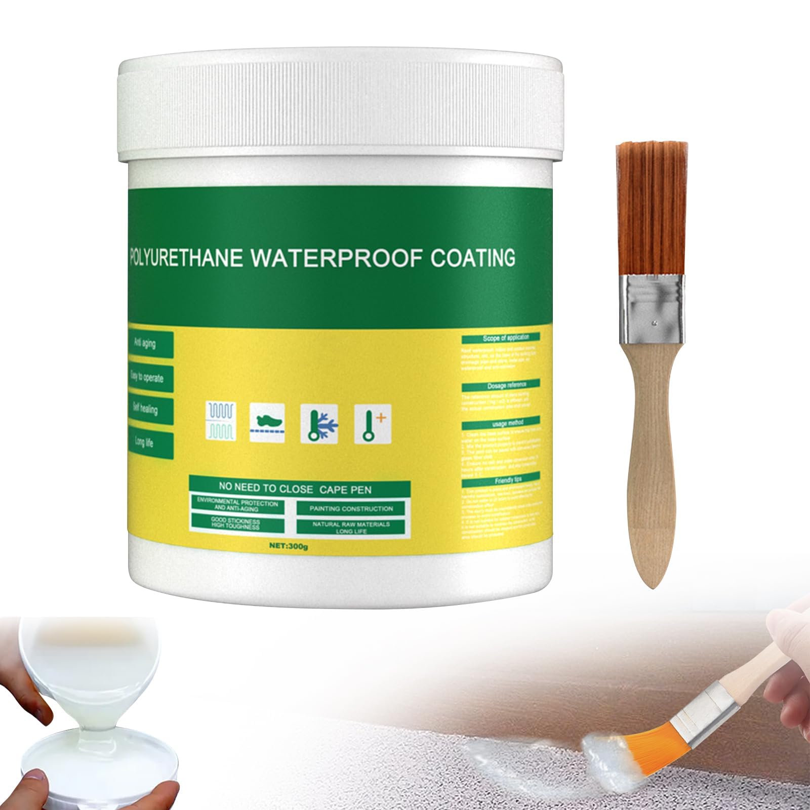 Invisible Waterproof Agent, New Waterproof Insulating Sealant, Super Strong Adhesive Invisible Leak Sealing Adhesive, Used for Bathroom, Kitchen, and Exterior Wall Waterproof Agent (300g)