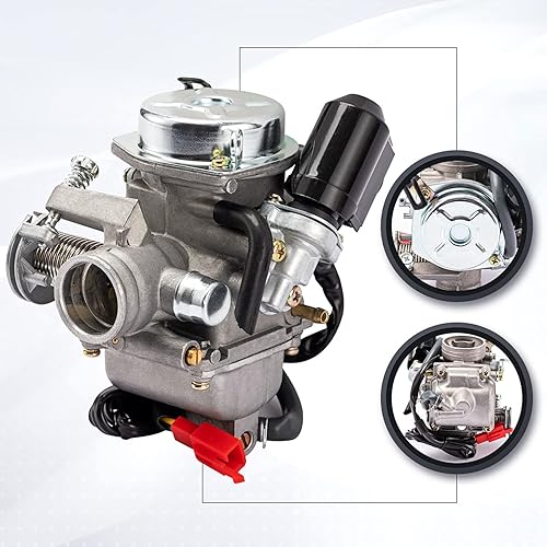 Miniatura 5 de Carburador GY6 150cc para motores de 4 tiempos 125cc 152QMJ 157QMJ Motocicleta Scooter con estrangulador eléctrico de 24mm PD24J con colector de