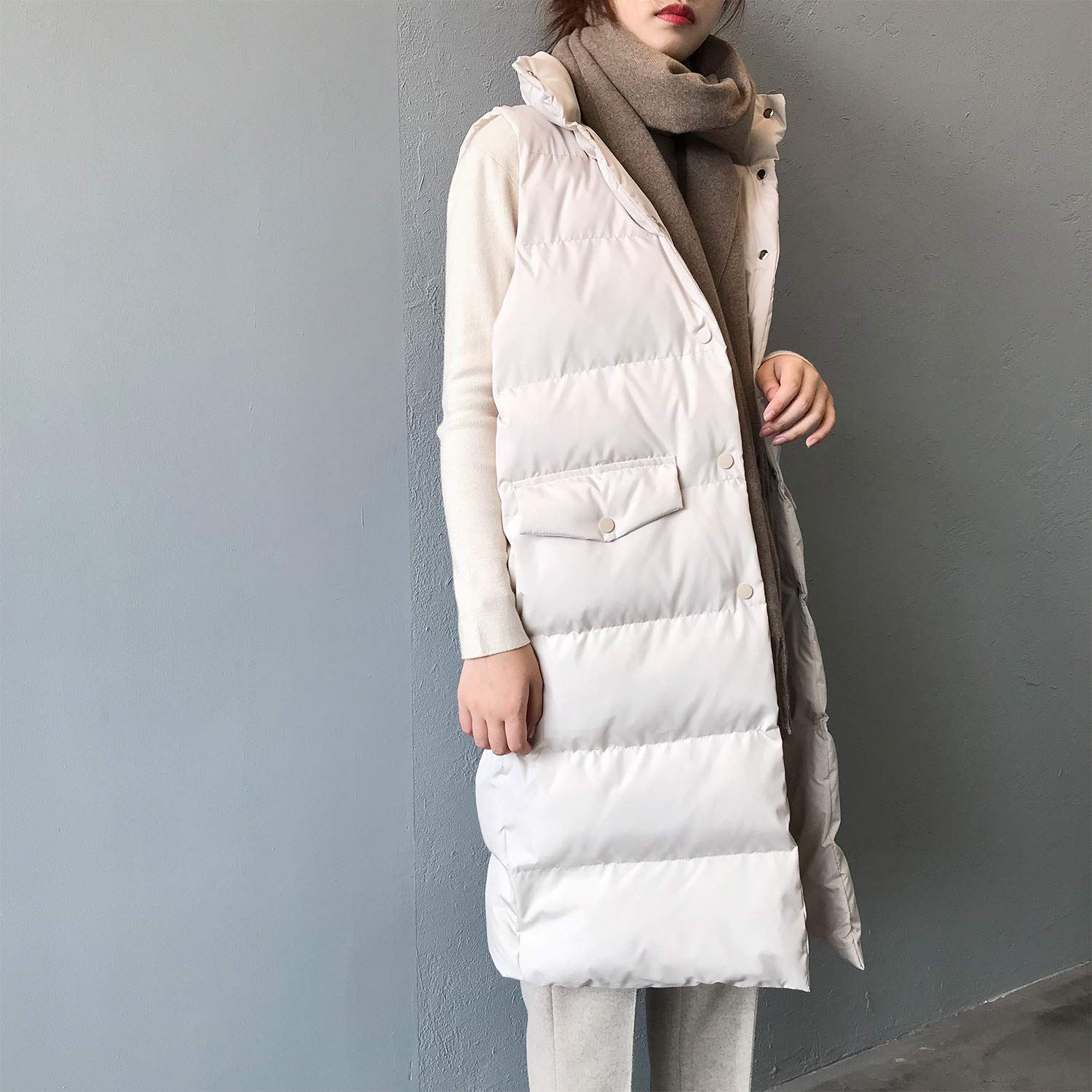 Zswpyq Donna Giacca Piumino Giacconi Invernali Con Cerniera Senza Maniche Imbottito Cappotto Giacche Cappotti Gilet Lungo, Gilet in Piumino Sottile, Senza Maniche, Portatile