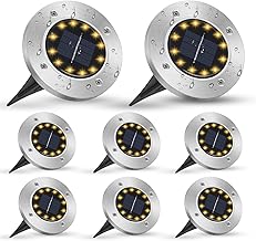 Ground Lights, 8 Garden, Outdoor Lights, 8 LEDs, Solar for Outdoor, IP65 Waterproof, Lawn and Jar Lights