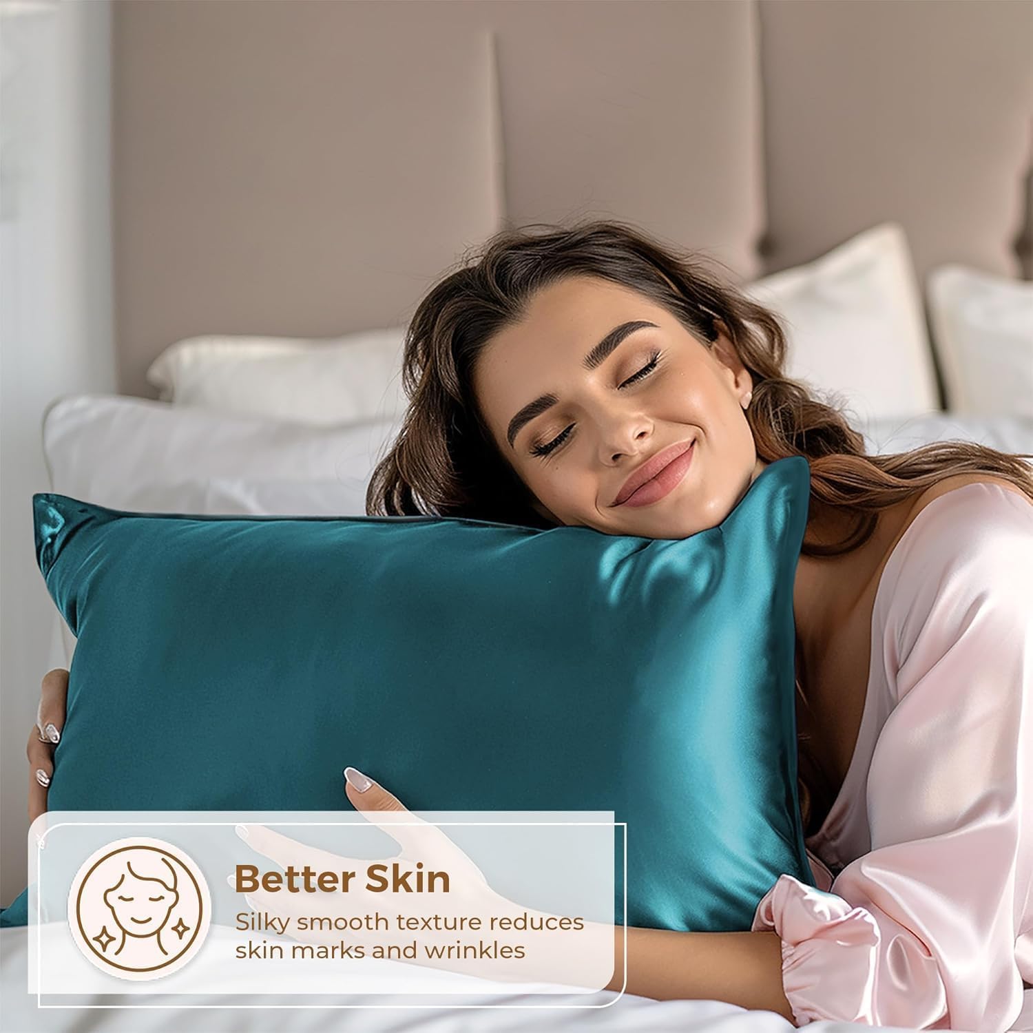 Satin Pillowcase - Hair & Skin Protection + Scrunchies -4 Satin Pillowcase - Hair & Skin Protection + Scrunchies -4