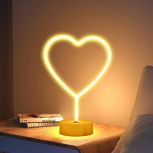 Miniatura 3 de ENUOLI - Lámpara de noche de neón con forma de corazón USB y alimentada por batería, señal de neón en forma de corazón colgante, decoración de boda