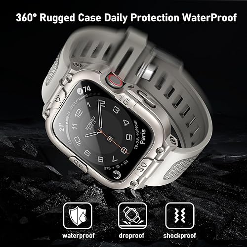 Miniatura 4 de Mosonio Caja Deportiva Resistente con Correa para Apple Watch Banda 46mm 45mm 44mm 42mm (S11S10)41mm 40mm, Correas Ligeras de TPU con Cubierta y